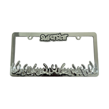 Load image into Gallery viewer, superstar chrome flames license plate frame