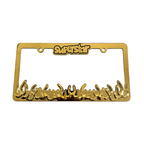 superstar gold flames license plate frame