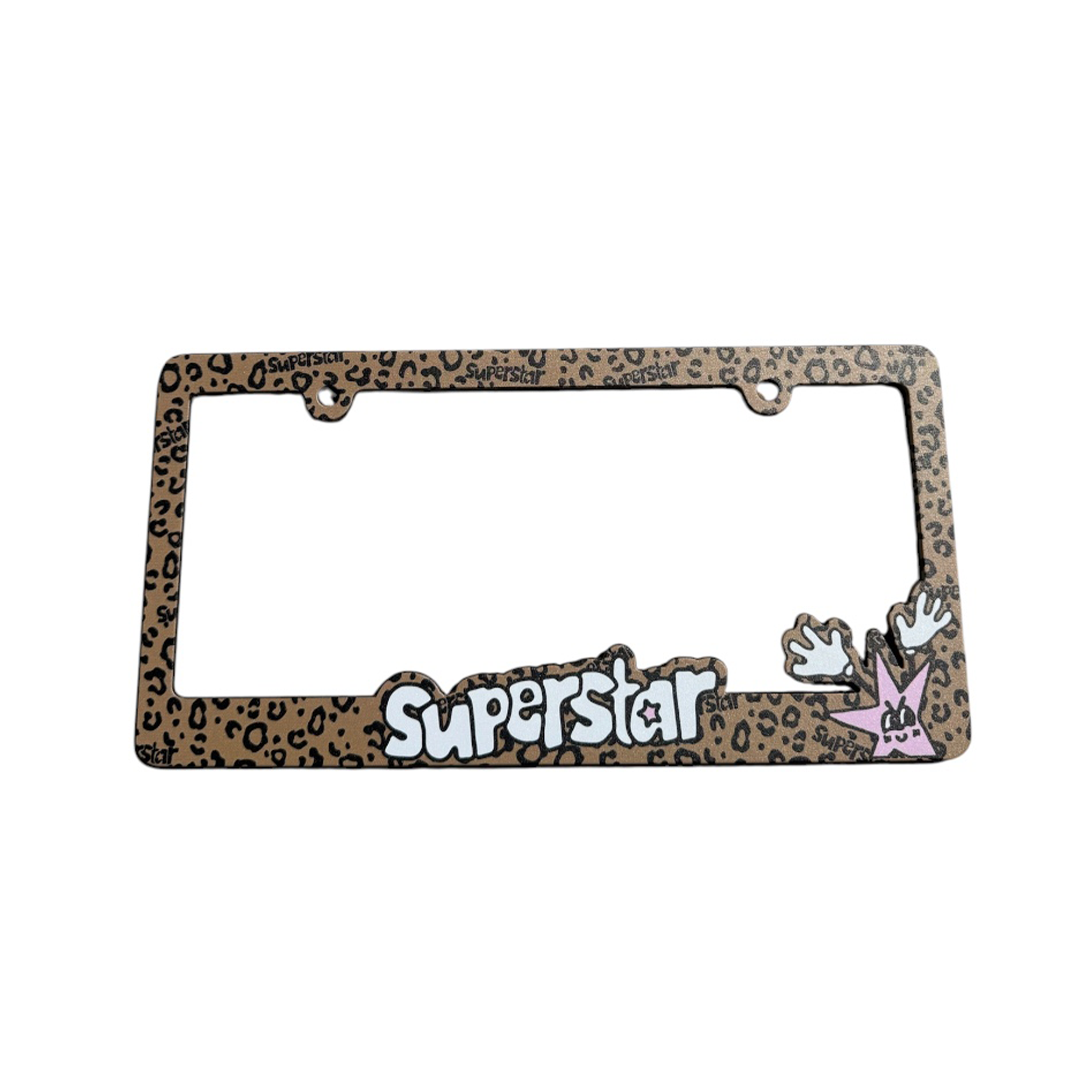 superstar guy plate frame cheetah