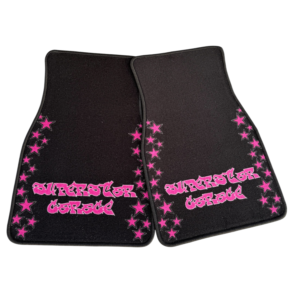 black/pink car floor mats