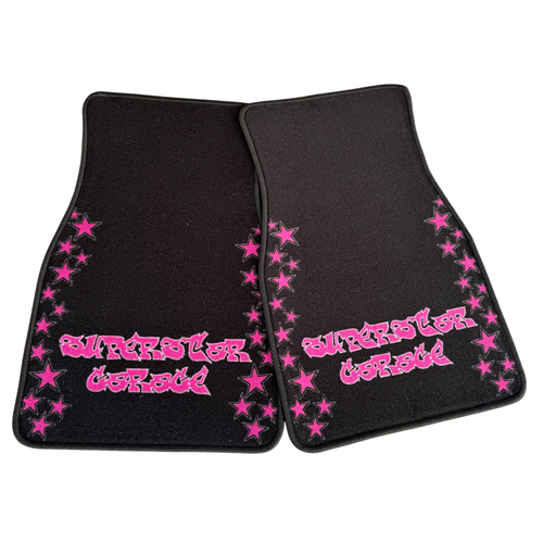 black/pink car floor mats