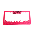 superstar pink flames license plate frame